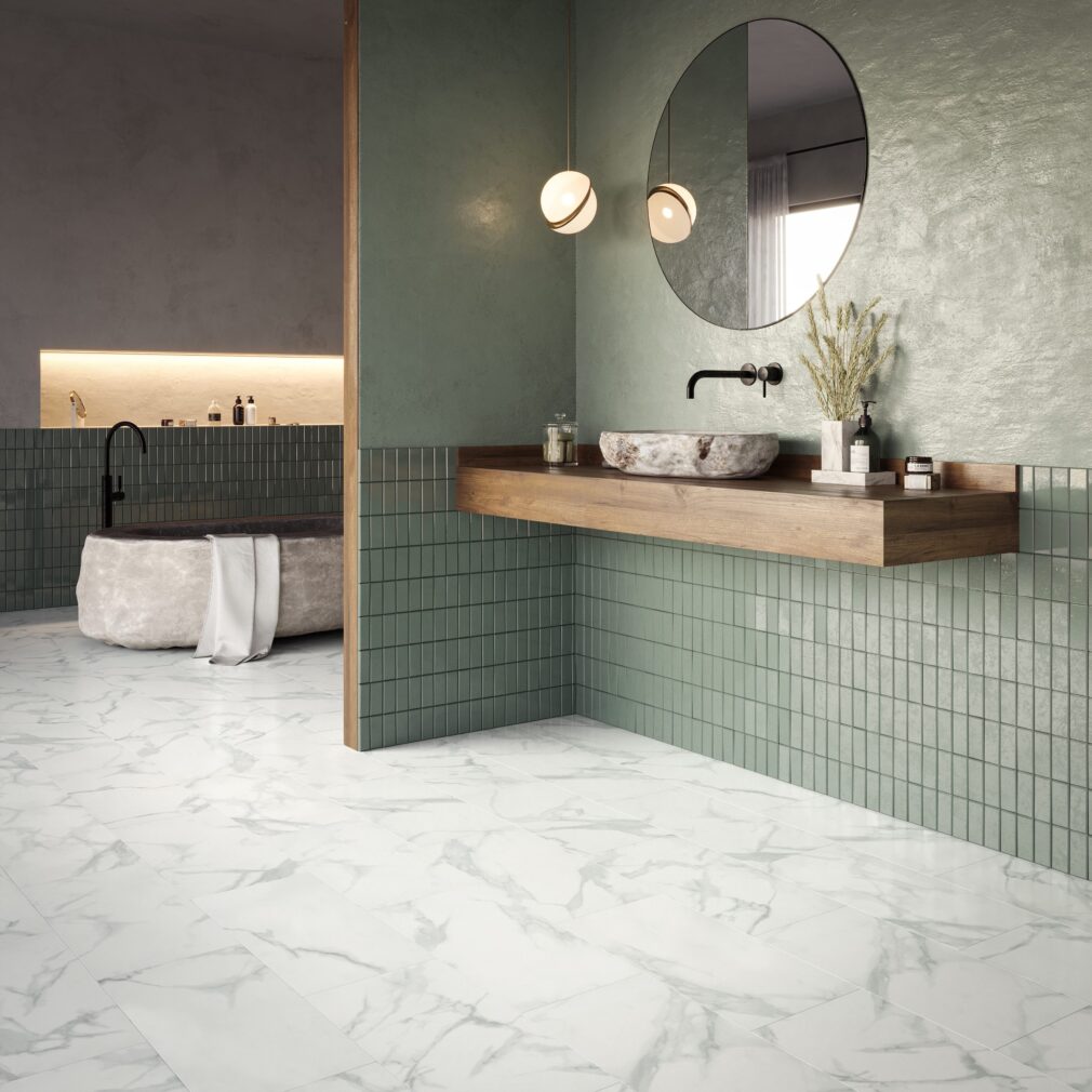 Pure Marble Snow LVT Glasgow bathroom