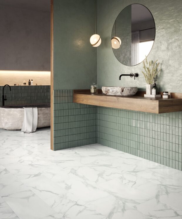Pure Marble Snow LVT Glasgow bathroom