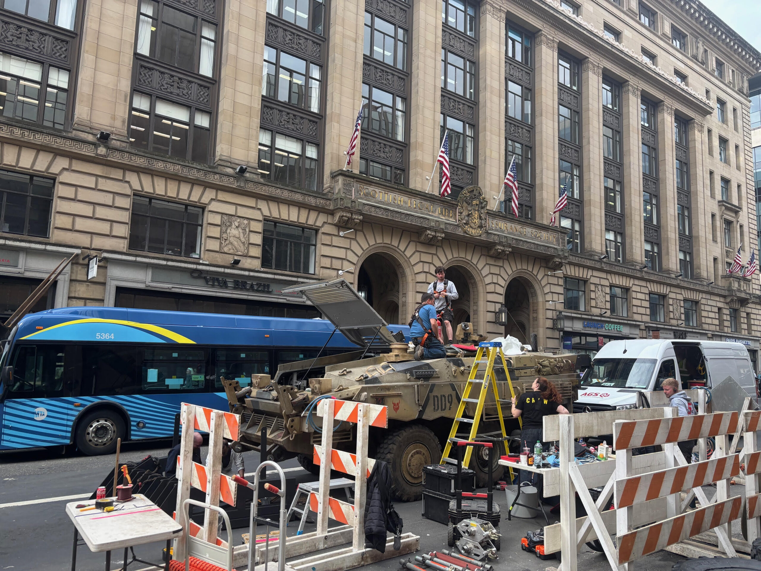 spiderman tank in glasgow as carpets roll into offices